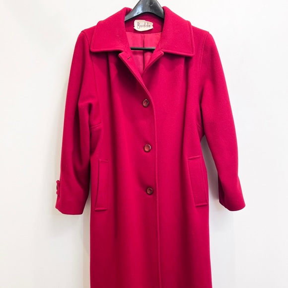 Ladies Vintage Red Wool Long Jacket - Picture 2 of 8